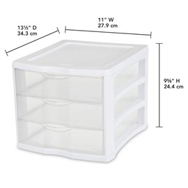 Sterilite 17918004 3 Drawer CLR Organizer, 6"x4"x3", White