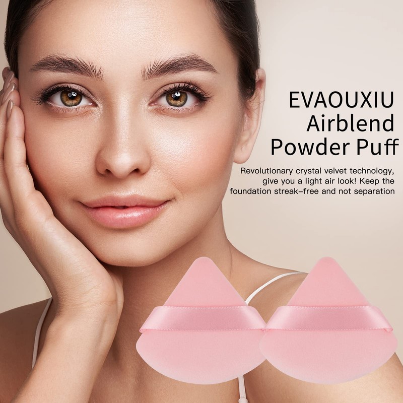 2 Pcs EVAOUXIU Triangle Powder Puff for Face Powder, Soft