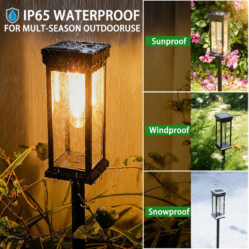 Sublume Solar Pathway Lights Outdoor 8 Pack, 3-in-1(Stake/Wall Mounted/Hang Lantern)