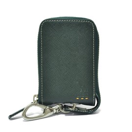 Adavat 106520 Men's Key Case, Exclusive to Order Model, Round Zipper, Smart Key, Vertical, Large Capacity, Card Storage, Genuine Leather, Leather, 52: Green