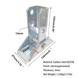 BIAXJUNY Adjustable Brace Fitting,180 Degree Turn Joint Connector Bracket Fit for 1/2" Bolt in 1-5/8" Strut Channel, unistrut Bracket, Electrogalvanized（2 Pack）