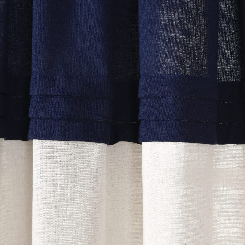 Lush Decor Farmhouse Faux Linen Colorblock Pleated Window Curtain Panel