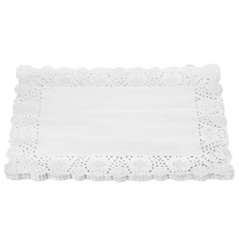 sourcing map 100 Pcs White Lace Paper Doilies 12 x 16 Inch Rectangle Paper Doilies Tableware Disposable Paper Decorative Paper Placemats for Wedding, Birthday, Cakes, Desserts, Tableware Food