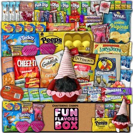 Valentine’s Day Variety Pack (80 Count) Care Package Gift Basket, Candy, Chips, Chocolates, Gnome, Love Themed Gift Box