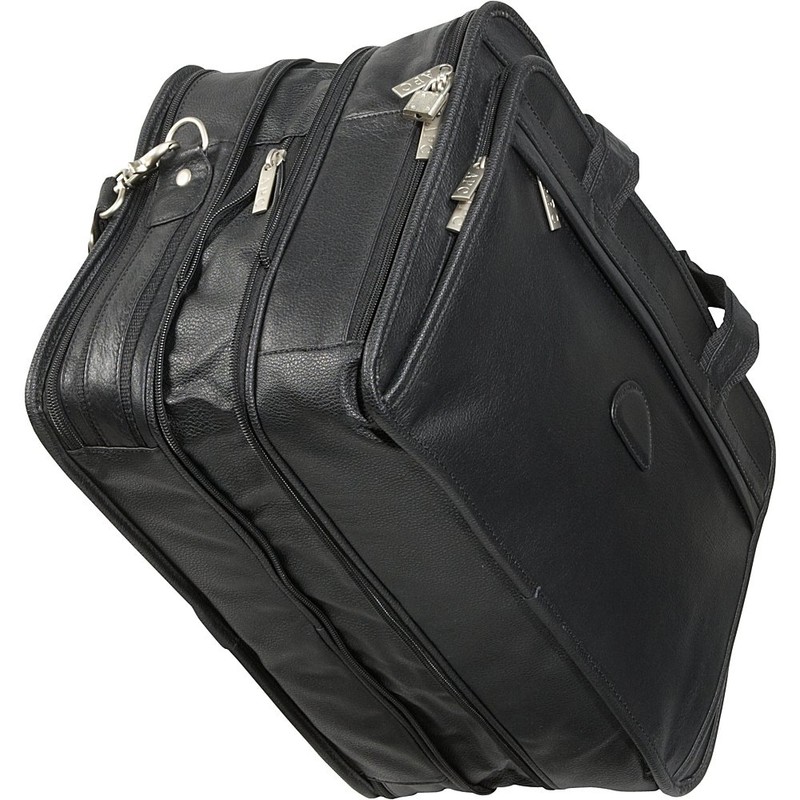 Black Leather Practical Expandable Computer Case (#2438-0)