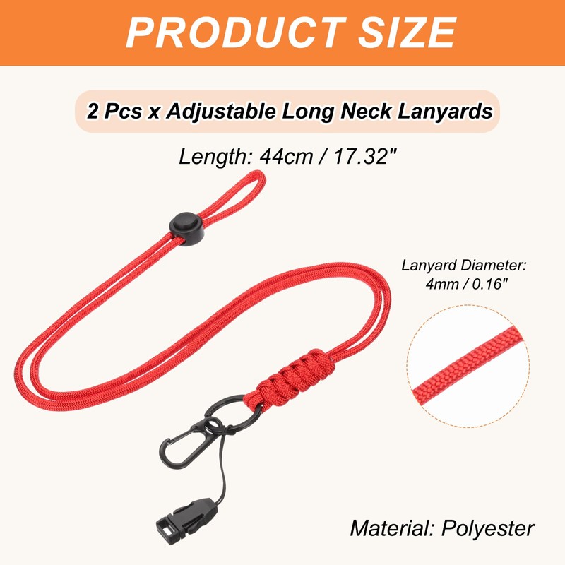 PATIKIL 44cm Neck Lanyard with Hook, 2 Pcs Adjustable Long