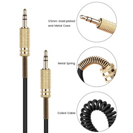 BUTIAO for Marshall Speaker Cable, Replacement Aux Extension Cord 3.5mm Coiled Audio Cable for Marshall Action II Stanmore II Woburn II Stockwell Bluetooth Speakers