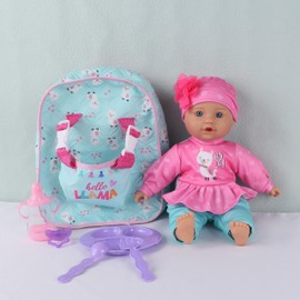 haveahug 13" Soft Baby Doll with Take Along Backpack Carrier, Briefcase Pocket Fits Doll Accessories and Clothing (Backpack Doll Alpaca)