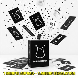 Trinkspiel SchluckDuck – 110 wasserfeste Karten für maximale Abende | Innovatives Partyspiel & Kartenspiel für WG, Festival & Geburtstag | Nachhaltig produziert, ab 16+ | Chaos & Spaß garantiert