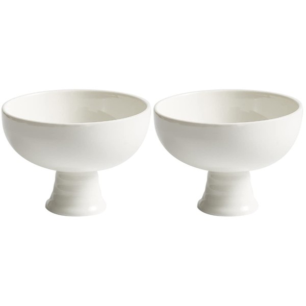 2pcs Footed Ceramic Bowl Ceramic pedestals Fruit Bowl Footed Serving Tray Fruit Bowl with Stand Porcelain Pedestals Bowl