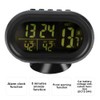 Luminous Clock Car Thermometer Temperature Display Voltage Monitor 12/24H Black