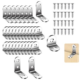 Flintronic Angle Brackets, 32 Packs L Brackets for Wood with 84 Screws, 20/40/50mm Corner Bracket Corner Brace Metal Brackets for Wood, Small Brackets for Furniture Fixation, Windows and Cabinets