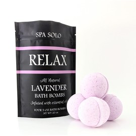 Spa Solo Bath Bombs (Lavender) Pack of 4 XXL Jumbo Luxury Bathbombs