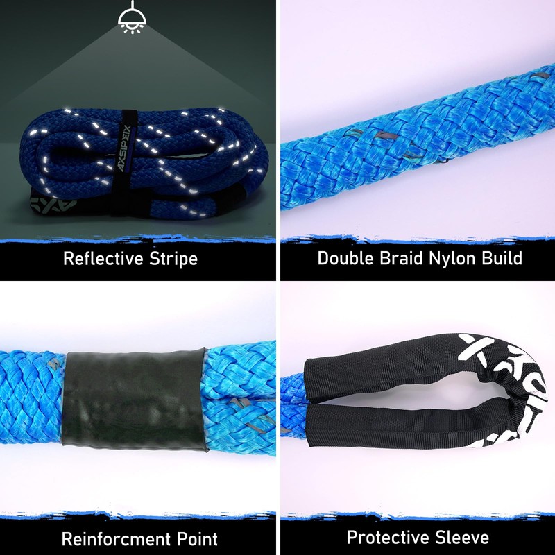 AXSIPEIX Kinetic Recovery Rope (Reflective) | 7/8in x 30ft 31,700Lbs