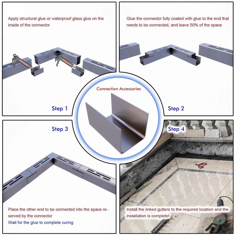 Pool Deck Drain 2-Inch Wide X 3.3-Feet Long,Silver Outdoor Deck