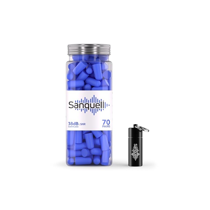 Sanquell Soft Disposable Foam Ear Plugs, 70 Pairs, SNR 38