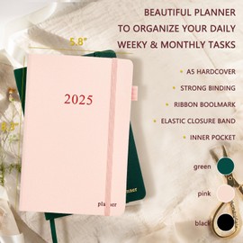 2025 Planner, 2025 Daily Weekly and Monthly Planner, Academic Planner with Monthly Tabs, from Jan 2025 - Dec 2025, A5(5.8"×8.5"), Hardcover,(Rose Gold)