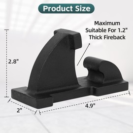 Permade Fireback Support, Fireback Feet, Sturdy Iron Legs Maximum Suitable for 1.2" Thick Fireback Plates Heat-Resistant - 1 Pair, Black
