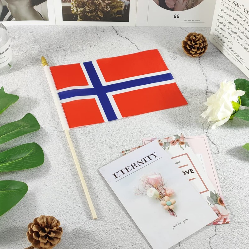 Newperlite Norway Stick Flag Norwegian Small Mini Hand Held Flags