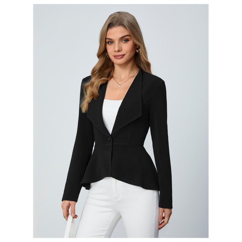 Milumia Women's Casual Long Sleeve Blazer Work Dressy Peplum Ruffle
