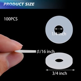 100 Pcs 3/4 Inch Clear Vinyl Replacement Washers Flat Washer Gasket 1/16 Inch (2 mm) Thickness Washer Spacer for Glass Shower Door Handle Towel Bars Replacement Parts for Standoff Cap Assemblies