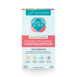 Health & Her Multivitamin Supplement for Women Taking Hormonal Contraception - Nutrition Support for Women & Teen Girls on The Pill - 1 Month Supply, 60 Tablets - Vegetarian & Gluten Free