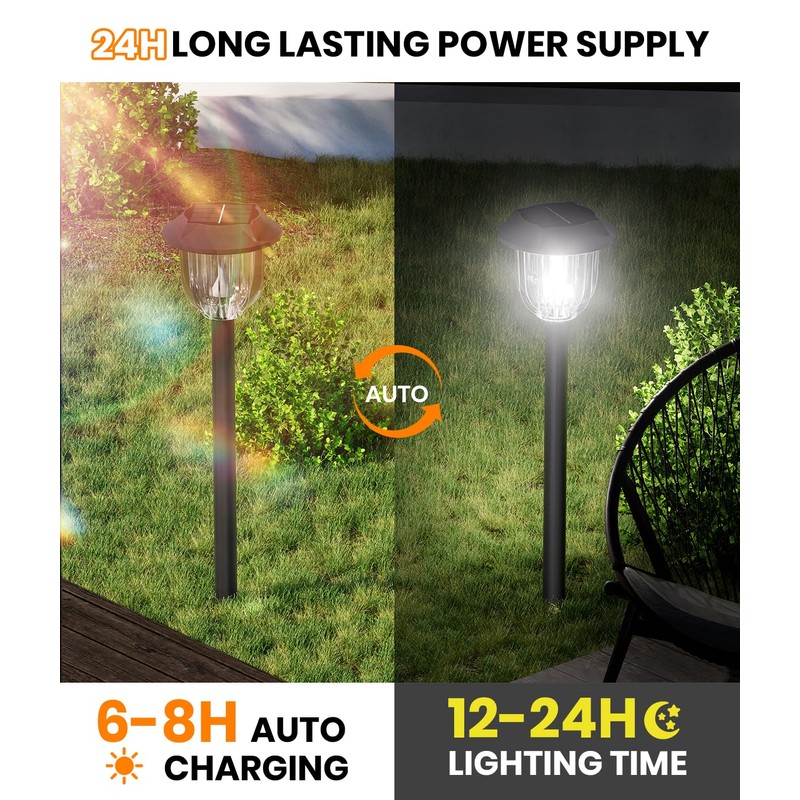 AOSEA 12000K 10 Pack Solar Lights Outdoor IP65 Waterproof,LED Solar