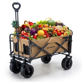 Qunature Collapsible Foldable Wagons Carts with 330LBS Large Capacity 180L Heavy Duty Utility Wagon Grocery Cart on Wheels for Beach Shopping Picnic
