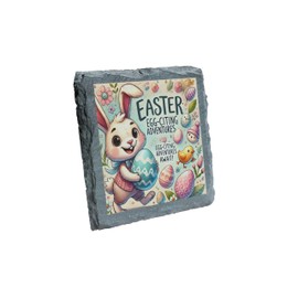 Easter Egg-citing Adventures Bunny and Eggs Slate Coaster (slco-kf25-easterawaitshg)