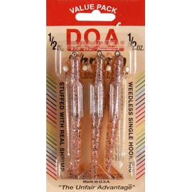 DOA FLV Shrimp New Penny Lure (3-Pack), Brown, 4-Inch