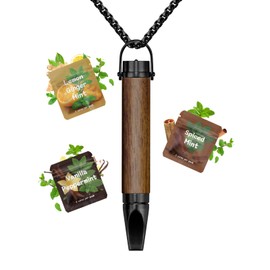 Flavored Air Anxiety Breathing Necklace, Calm Down Stress Relief Breathing Device for Meditation, Flat-mouthed Wooden Jewelry Gift for Women Men