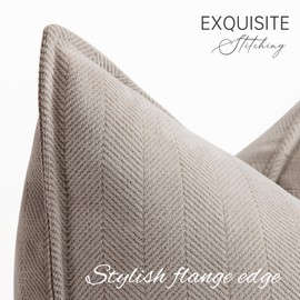 ZWJD Beige Pillow Covers 18x18 Set of 2 Chenille Pillow Covers with Elegant Design Soft and Luxurious Decorative Throw Pillows for Couch, Bed, and Home Decor