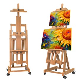 H-Frame Multifunctional Easel, Foldable & Adjustable (Vertical to Horizontal), Holds Two Canvases (Up to 77 Inches), Professional H-Frame Art Easel for Adults