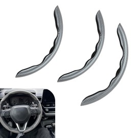Ferianl 3PCS Steering Wheel Cover, Carbon Fiber Anti-Skid Steering Wheel protection, Car Steering Wheel Cover for Men/Women, Segmented & Wavy Design, Universal Car Interior Accessories (Grey)
