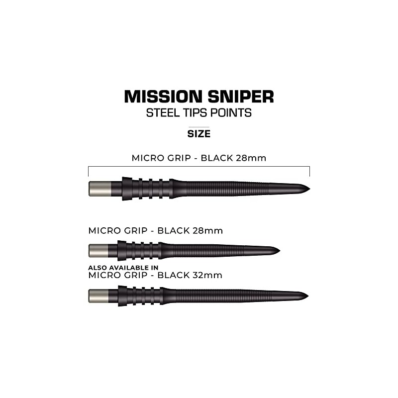 MISSION DARTS Mission Darts Sniper Points - Micro Grip- Black