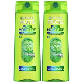 Garnier Fructis Pure Moisture Hydrating Shampoo Hyaluronic Acid + Cucumber Water, 12.5 FL.OZ (370ml) - Pack of 2, Green