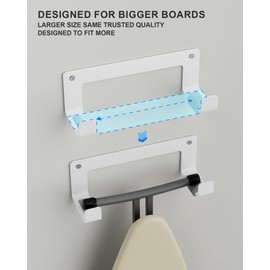 MUSVOH Extra Large Ironing Board Hanger Wall Mount Stainless Steel, Y T Leg Ironing Board Holder Wall Mount for Laundry Room, Iron Board Hooks for Wall Heavy Duty, White