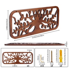 SUPERFINDINGS Dried Flower Rack Dried Wooden Herb Rack Herb Drying Hanging Rack with 11Pcs Hooks and 2pcs Screws Flower Dryer Rack for Wall Decor 38cm