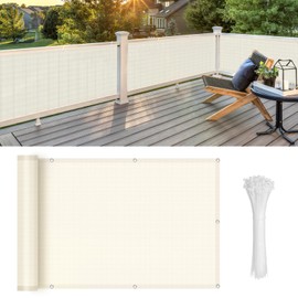 LOVE STORY Balcony Privacy Screen, 3'x16' Cream Deck Shield Screen Fence Cover (HDPE),UV Protection and Weather-Resistant,3 FT Height for Deck, Patio, Backyard, Outdoor Pool, Porch, Railing
