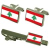 Lebanon Flag Cufflinks Ties Matching Same Fabric Box Set