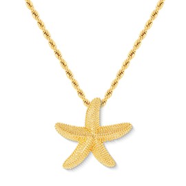 PZKQSAC Starfish Necklace for Women Chunky Gold Necklace Trendy Starfish Pendant Necklaces Adjustable Ocean Statement Necklaces Summer Beach Surfer Jewelry