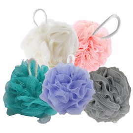 5 Stück Duschschwamm Körper Badeschwamm Peeling Schwamm Dusch Fluff Waschschwamm Körper Shower Sponge Luffa Schwamm Loofah Langlebig für Blasen Body Scrubber Duschknäul Schäum Reinigung (5 Farben 30g)