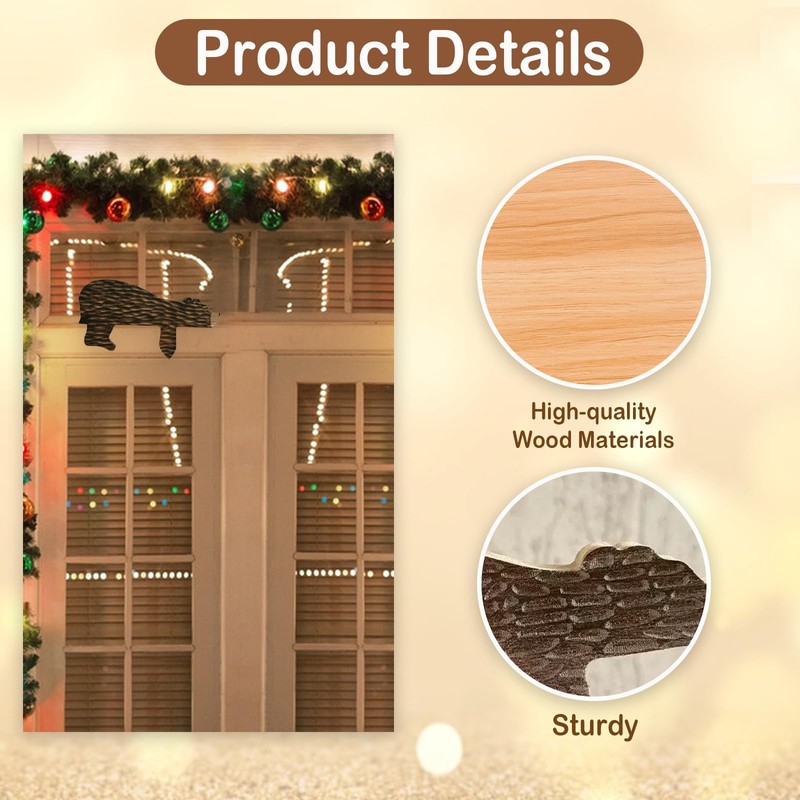 Wooden Door Topper (Left Side) - Cute Bear Shape, Rustic