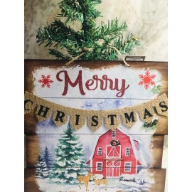 Decor ShipN24Hours. New-Christmas Home “Merry Christmas”. 11x11”. Hanging Decor.