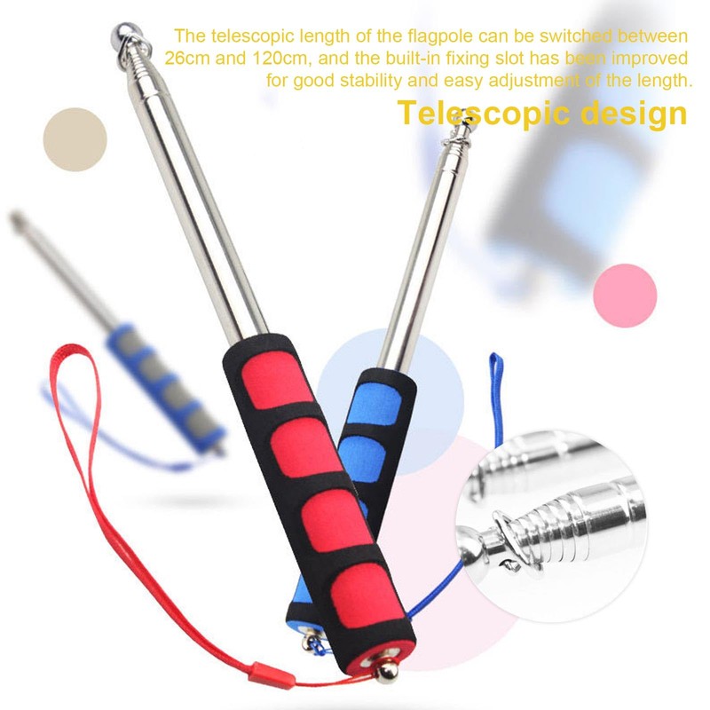 HJIAMA 3 Pieces Telescopic Flag Pole, 1.2 m Stainless Steel