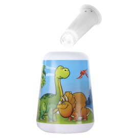 EMOS Kinder Tischlampe und Handlampe mit Dino Design und Timer, Dinosaurier Nachttischlampe/Nachtlicht, Kinderleuchte/Taschenlampe, Schreibtischlampe P3380, weiß mit dino-motiv