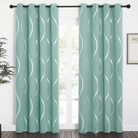 NICETOWN Blackout Curtain Panels 84 inches, Aqua Blue, 2 Pieces, 52 inches Wide, Light Reducing Thermal Insulated Solid Grommet Blackout Curtains/Panels/Drapes for Living Room/Nursery/Kids Room