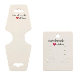 Eterspr Pack of 200 Earring Necklace Display Cards, Kraft Paper Earring Necklace Display Card Holder, Earring Display Cards, Necklace Display Cards for Jewellery Display (White)