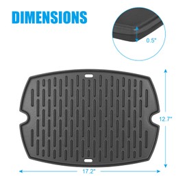 Outspark 7582 Grill Griddle for Weber Q1000 Q1200 Q1400 Q100 Q120 Q140 Series, 50060001 51060001 52020001 386001 386002,Cast Iron Cooking Pan for Weber Baby Q Accessories, with Carry Bag