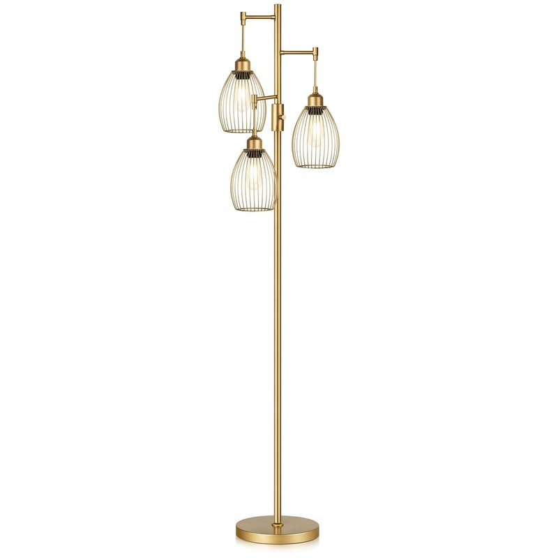 Dimmable Floor Lamp, Industrial Floor Lamps for Living Room, Gold